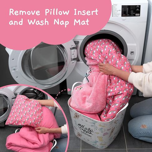 بساط قيلولة جليم دريم يتوهج في الظلام يونيكورن مع وسادة قابلة للإزالة وحقيبة حمل - بساط قيلولة للأطفال الصغار - حقيبة نوم للرعاية النهارية - كيس قيلولة للأطفال البنات للأعمار 2،3،4،5،6،7،8 in Kuwait