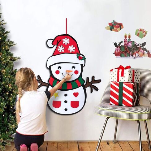 CDLong DIY Felt Christmas Tree & Snowman Set - 2 Pack Xmas Gifts for Kids - Wall Hanging Detachable Felt Christmas Tree for Toddlers in Saudi Arabia