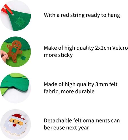 CDLong DIY Felt Christmas Tree & Snowman Set - 2 Pack Xmas Gifts for Kids - Wall Hanging Detachable Felt Christmas Tree for Toddlers in Saudi Arabia