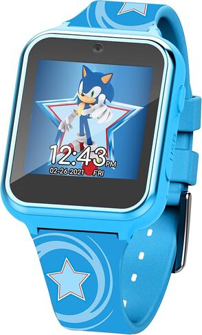 Sonic the Hedgehog Kids Smart Watch - Interactive Touchscreen with Games, Selfie Camera, Step Tracker, Alarm, and Printed Silicone Strap - Fits Wrists 5.5" to 8.0" in Kuwait