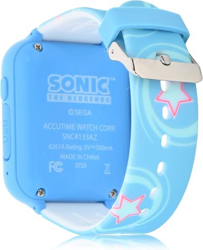 Sonic the Hedgehog Kids Smart Watch - Interactive Touchscreen with Games, Selfie Camera, Step Tracker, Alarm, and Printed Silicone Strap - Fits Wrists 5.5" to 8.0" in Kuwait