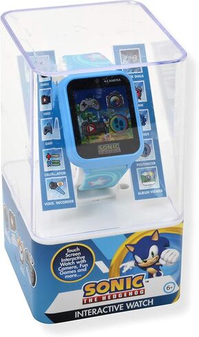 Sonic the Hedgehog Kids Smart Watch - Interactive Touchscreen with Games, Selfie Camera, Step Tracker, Alarm, and Printed Silicone Strap - Fits Wrists 5.5" to 8.0" in Kuwait