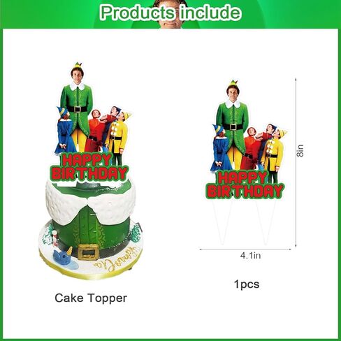 Elf Movie Birthday Party Cake Topper 37Pcs Christmas Elf Movie-themed Birthday Party Supplies Cupcake Decorations for Kids in Saudi Arabia