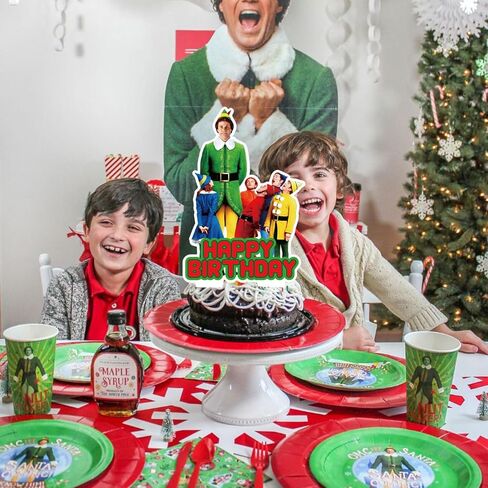 Elf Movie Birthday Party Cake Topper 37Pcs Christmas Elf Movie-themed Birthday Party Supplies Cupcake Decorations for Kids in Saudi Arabia