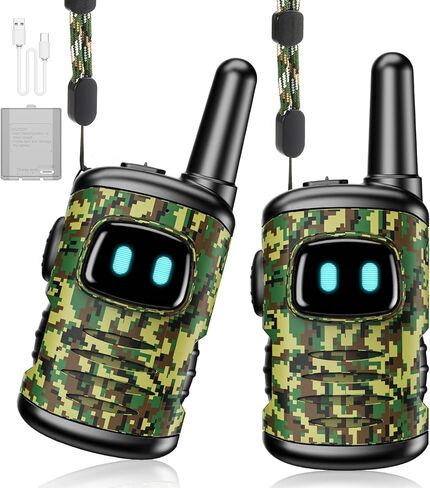 Toys for 3-8 Year Old Boys: Mini Rechargeable Walkies Talkies with Lanyard 2 Pack Christmas Birthday Gifts for 3 4 5 6 Year Old Boys Camping Outdoor Toys for 3 4 5 6-8 Year Old Boy Stocking Stuffer in Kuwait