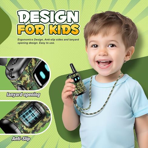 Toys for 3-8 Year Old Boys: Mini Rechargeable Walkies Talkies with Lanyard 2 Pack Christmas Birthday Gifts for 3 4 5 6 Year Old Boys Camping Outdoor Toys for 3 4 5 6-8 Year Old Boy Stocking Stuffer in Kuwait