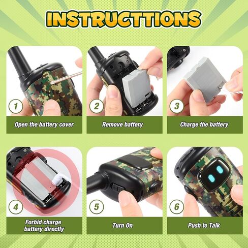 Toys for 3-8 Year Old Boys: Mini Rechargeable Walkies Talkies with Lanyard 2 Pack Christmas Birthday Gifts for 3 4 5 6 Year Old Boys Camping Outdoor Toys for 3 4 5 6-8 Year Old Boy Stocking Stuffer in Kuwait