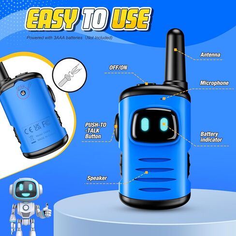 Kids Walkie Talkies Toys for Boys: DASTION-99 Mini Robots Walkies Talkies Christmas Birthday Gifts for 3 4 5 6 Year Old Boys Girls Toys for 3-6 Year Old Boy Girl Stocking Stuffers for Kids 3 Pack in Kuwait