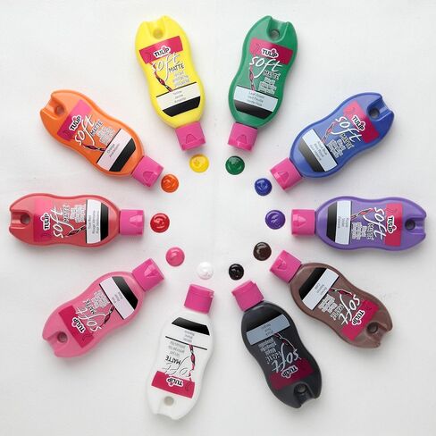 Tulip Soft Fabric Paint, Permanent Fabric Paint for Clothes, Rainbow Colors, 10 Pack, 1 fl oz bottles, Matte Finish Stays Flexible After Washing in Kuwait