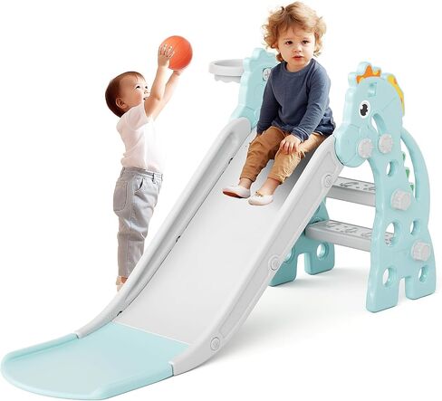 67i Slide for Toddlers 1-3, 46.8 in Slide with Basketball Hoop (Pink) in Kuwait