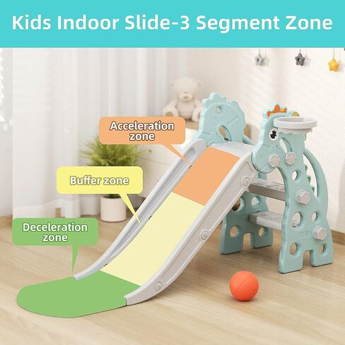 67i Slide for Toddlers 1-3, 46.8 in Slide with Basketball Hoop (Pink) in Kuwait
