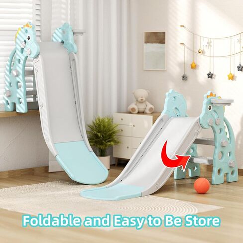 67i Slide for Toddlers 1-3, 46.8 in Slide with Basketball Hoop (Pink) in Kuwait