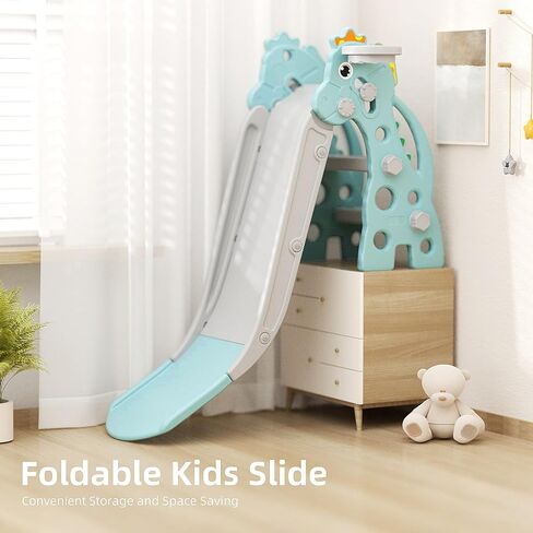 67i Slide for Toddlers 1-3, 46.8 in Slide with Basketball Hoop (Pink) in Kuwait