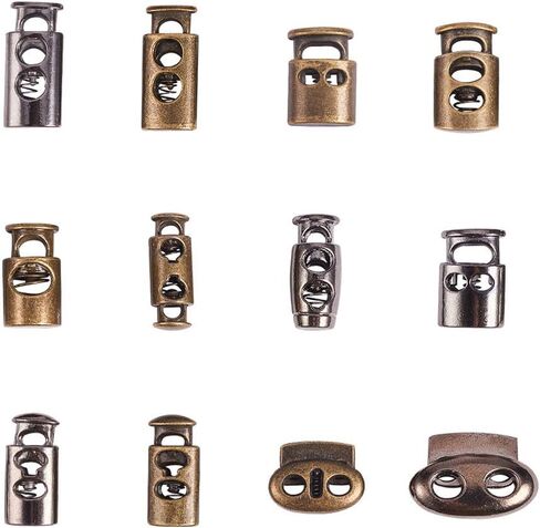 PandaHall 64pcs 8 Styls Metal Alloy Spring Fastener Cord Lock Toggle Stopper Toggle Stopper for Drawstrings in Kuwait