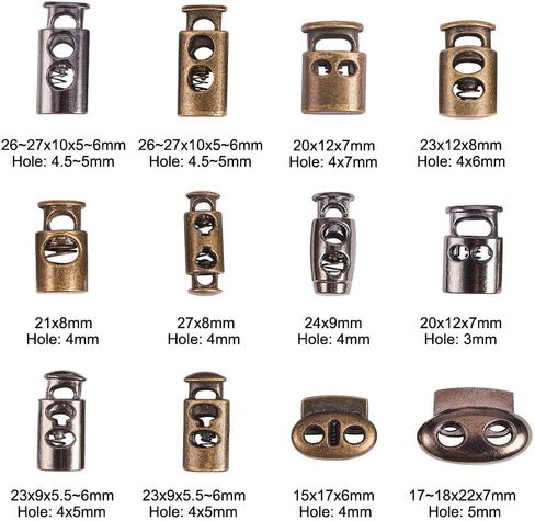 PandaHall 64pcs 8 Styls Metal Alloy Spring Fastener Cord Lock Toggle Stopper Toggle Stopper for Drawstrings in Kuwait