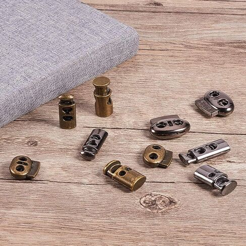 PandaHall 64pcs 8 Styls Metal Alloy Spring Fastener Cord Lock Toggle Stopper Toggle Stopper for Drawstrings in Kuwait