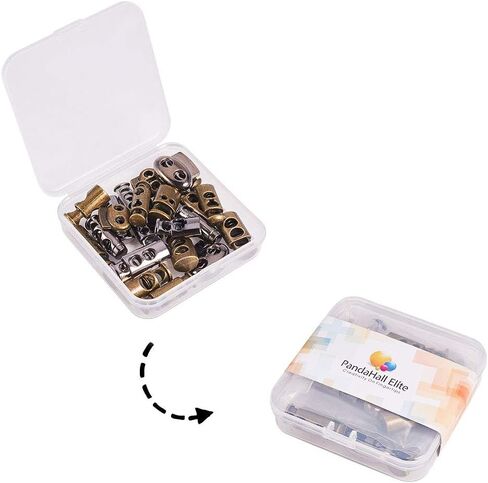 PandaHall 64pcs 8 Styls Metal Alloy Spring Fastener Cord Lock Toggle Stopper Toggle Stopper for Drawstrings in Kuwait