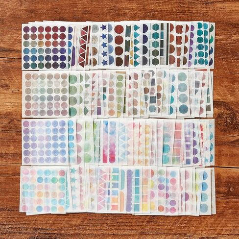 PUDIS 100 Sheet Washi Dots Stickers Scrapbook Stickers Colorful Decorative Journal Sticker Decoration Labels for DIY Journal Planner Scrapbooking Album Journal Supplies (100 Sheets) in Kuwait
