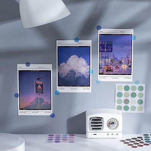 PUDIS 100 Sheet Washi Dots Stickers Scrapbook Stickers Colorful Decorative Journal Sticker Decoration Labels for DIY Journal Planner Scrapbooking Album Journal Supplies (100 Sheets) in Kuwait