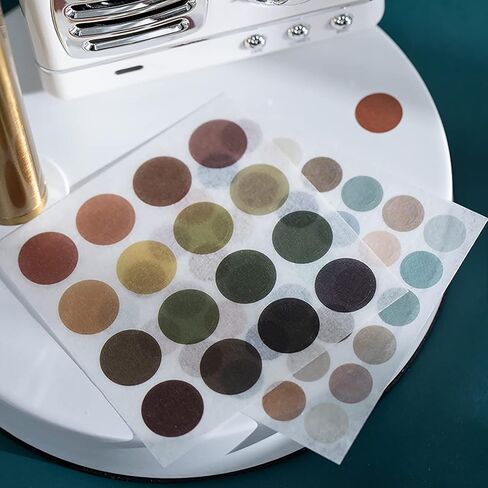 PUDIS 100 Sheet Washi Dots Stickers Scrapbook Stickers Colorful Decorative Journal Sticker Decoration Labels for DIY Journal Planner Scrapbooking Album Journal Supplies (100 Sheets) in Kuwait