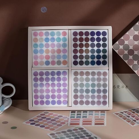 PUDIS 100 Sheet Washi Dots Stickers Scrapbook Stickers Colorful Decorative Journal Sticker Decoration Labels for DIY Journal Planner Scrapbooking Album Journal Supplies (100 Sheets) in Kuwait