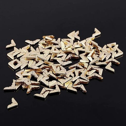 Metal Book Corner Protector 100 Pcs Metal Albums Scrapbook Book Corners Protectors for DIY Scrapbooking Picture Album Menus Memory Book Diary Corner Protecting, Golden Yellow 100 Pack in Saudi Arabia