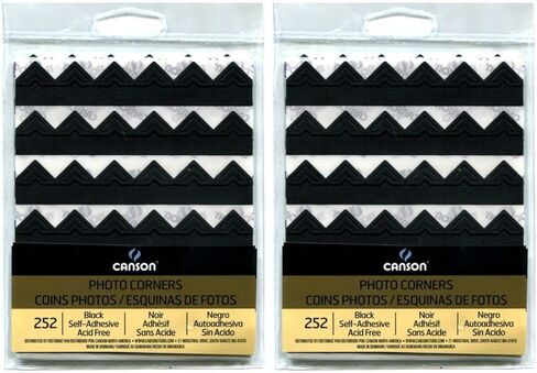 2-Pack Bundle - Canson Self Adhesive Photo Corners, Peel-Off Archival Quality, Black, 252 count each Pack in Saudi Arabia