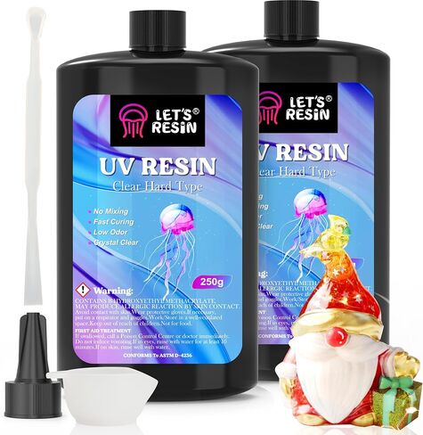 LET'S RESIN UV Resin, Upgraded 500g Crystal Clear UV Resin Hard, Low Odor Ultraviolet Epoxy Resin, UV Light Cure Solar Sunlight Activated Glue for Jewelry, Craft Decoration in Saudi Arabia