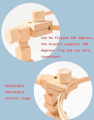 حامل إطار مطرز دوار، إطار تطريز خشبي قابل للدوران، لمعظم أحجام الأعمال الفنية والخياطة اليدوية وزينة الأطواق لعيد الميلاد (1) in Kuwait