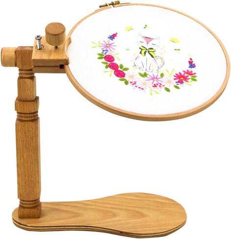 حامل إطار مطرز دوار، إطار تطريز خشبي قابل للدوران، لمعظم أحجام الأعمال الفنية والخياطة اليدوية وزينة الأطواق لعيد الميلاد (1) in Kuwait