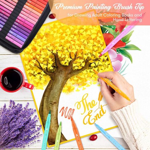 Coloring Markers Pens Set for Adult Coloring Book, Soucolor 72 Colors Dual Tip Art Markers (Fineliner&Brush, Numbered Penholder) with Case for Adults Kids Artist Drawing Journaling Sketching Lettering in Saudi Arabia