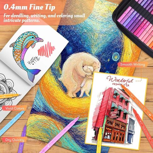 Coloring Markers Pens Set for Adult Coloring Book, Soucolor 72 Colors Dual Tip Art Markers (Fineliner&Brush, Numbered Penholder) with Case for Adults Kids Artist Drawing Journaling Sketching Lettering in Saudi Arabia