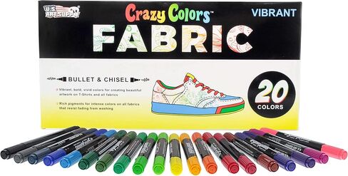 US Art Supply Super Markers 20 لونًا فريدًا من نوعه، مجموعة أقلام تحديد تي شيرت ونسيج مزدوج الأطراف - نهاية مزدوجة مع نقطة إزميل وأطراف دقيقة - 20 حبرًا دائمًا نابضًا بالحياة وجريئة in Kuwait