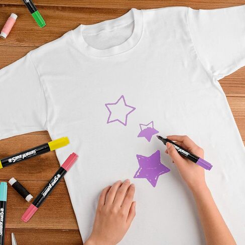 US Art Supply Super Markers 20 لونًا فريدًا من نوعه، مجموعة أقلام تحديد تي شيرت ونسيج مزدوج الأطراف - نهاية مزدوجة مع نقطة إزميل وأطراف دقيقة - 20 حبرًا دائمًا نابضًا بالحياة وجريئة in Kuwait