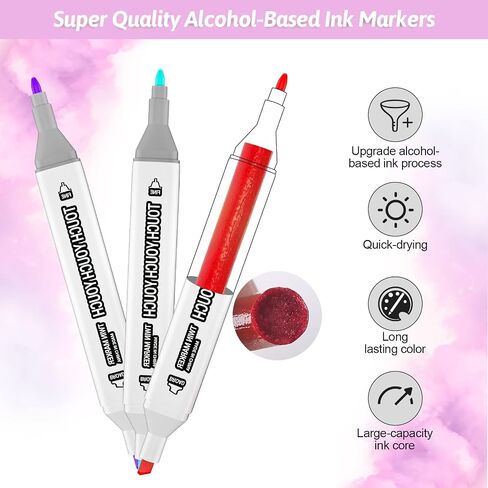 Banral 130 Colors Dual Tip Alcohol Based Markers, Twin Sketch Art Markers Set Pens for Artists Kids Adult Coloring Drawing Sketching Card Making Illustration, Premium Brush Markers with Case in Kuwait
