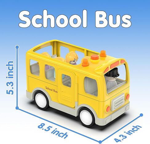 ألعاب حافلة مدرسية من Veslier مع 5 شخصيات لعب للأطفال الصغار، لعبة سيارة للأطفال مع أضواء وأصوات، شاحنة مع وظيفة فتح الباب وعلامة إيقاف، هدية عيد ميلاد للأولاد بعمر 18 شهرًا + 2 3 4 5 سنوات. in Kuwait