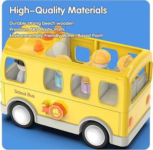 ألعاب حافلة مدرسية من Veslier مع 5 شخصيات لعب للأطفال الصغار، لعبة سيارة للأطفال مع أضواء وأصوات، شاحنة مع وظيفة فتح الباب وعلامة إيقاف، هدية عيد ميلاد للأولاد بعمر 18 شهرًا + 2 3 4 5 سنوات. in Kuwait