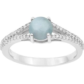 Round 0.85 Ctw Natural Gemstone Birthstone 925 Sterling Silver Cluster Women Ring