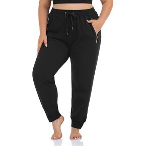 بنطلون رياضي نسائي من ZERDOCEAN مقاس كبير مبطن بالصوف كاجوال للتمرينات الرياضية وجيوب بسحاب in Kuwait