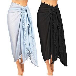2 Pieces Sarong Bathing Suit Bulk for Women Sarong Cover Ups Beach Swimsuit Swim Beach Batik Chiffon Sarong Wrap with Tassel in Saudi Arabia