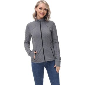 خيار آخر للنساء جاكيت للتمرين خفيف الوزن لليوجا والجري جاكيت نسائي رياضي نحيف مع فتحات للإبهام in Kuwait