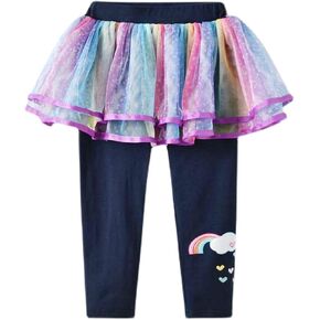 Toddler Girls Baby Footless Leggings with Ruffle Tutu Skirt Pants Culotte Girls Bottoms Dress