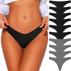 ASIMOON Seamless Thongs for Women Breathable Womens Thongs Panties Cotton No Show Thong Underwear Women Pack