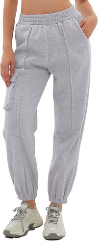 سراويل رياضية نسائية كاجوال مبطنة بالصوف من Beaully سراويل رياضية للركض بجيوب وسروال رياضي in Kuwait