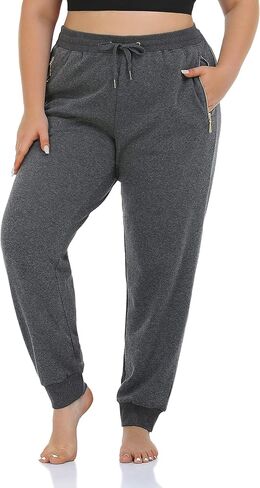 ZERDOCEAN Women's Plus Size Fleece Lined Sweatpants Casual Workout Athletic Joggers Zipper Pockets in Saudi Arabia