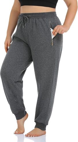 ZERDOCEAN Women's Plus Size Fleece Lined Sweatpants Casual Workout Athletic Joggers Zipper Pockets in Saudi Arabia