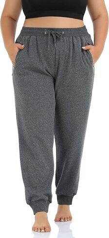 ZERDOCEAN Women's Plus Size Fleece Lined Sweatpants Casual Workout Athletic Joggers Zipper Pockets in Saudi Arabia