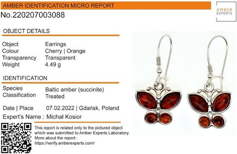 HolidayGiftShops Amber Jewelry for Women - Baltic Honey Amber Earrings, Amber Bracelet, Amber Necklace Butterflies - Sterling Silver Jewelry Collection in Kuwait
