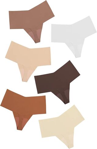 DEANGELMON نساء سلس سيور لا تظهر ثونغ الملابس الداخلية تجريب سراويل عالية الخصر طنجة حزمة متعددة (4P1، S-جديد) in Kuwait