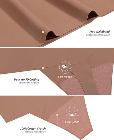 DEANGELMON نساء سلس سيور لا تظهر ثونغ الملابس الداخلية تجريب سراويل عالية الخصر طنجة حزمة متعددة (4P1، S-جديد) in Kuwait